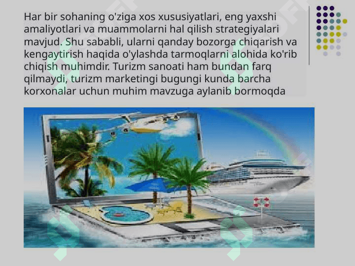 Mavzu: Turizmda marketing faoliyatlari tushunchasi 5