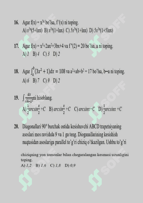 Matematika testlar DTM testlar 4