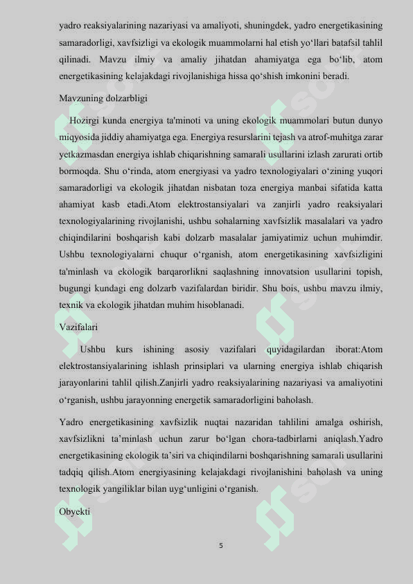 Atom elektrostansiyalar va zanjirli yadro reaksiyalari haqida 4