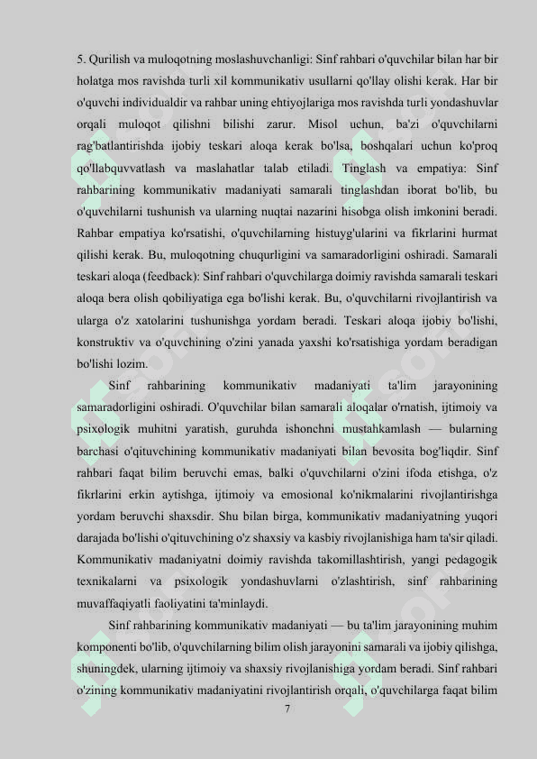Sinf rahbarining kommunikativ madaniyatini shakllantirish. 7