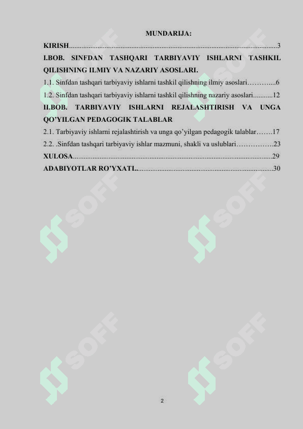 Sinfdan tashqari tarbiyaviy ishlarning mazmun shakli va metodlari 2