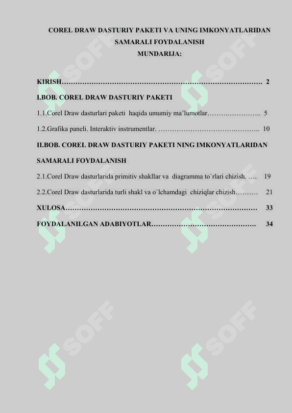 COREL DRAW DASTURIY PAKETI VA UNING IMKONYATLARIDAN SAMARALI FOYDALANISH 2