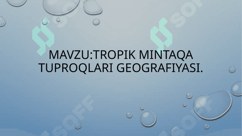 Tuproqshunoslik tuproqlar geografiyasi 2