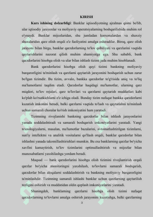 BANK QARZDORLARINI HISOBGA OLISH QUYI TIZIMINI RIVOJLANTIRISH 2