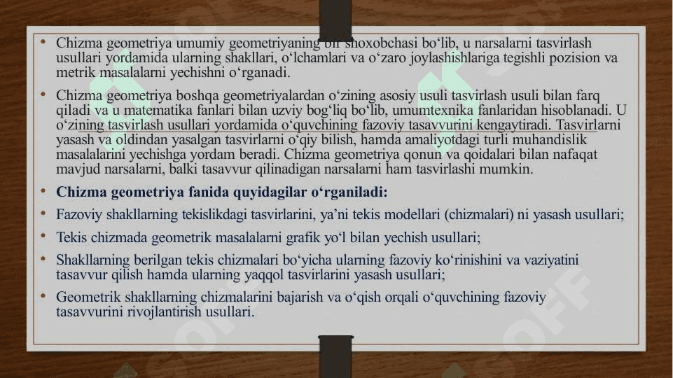 Markaziy va parallel proyektsiyalash ikki tekislikning perspektiv afttin mosligi 2