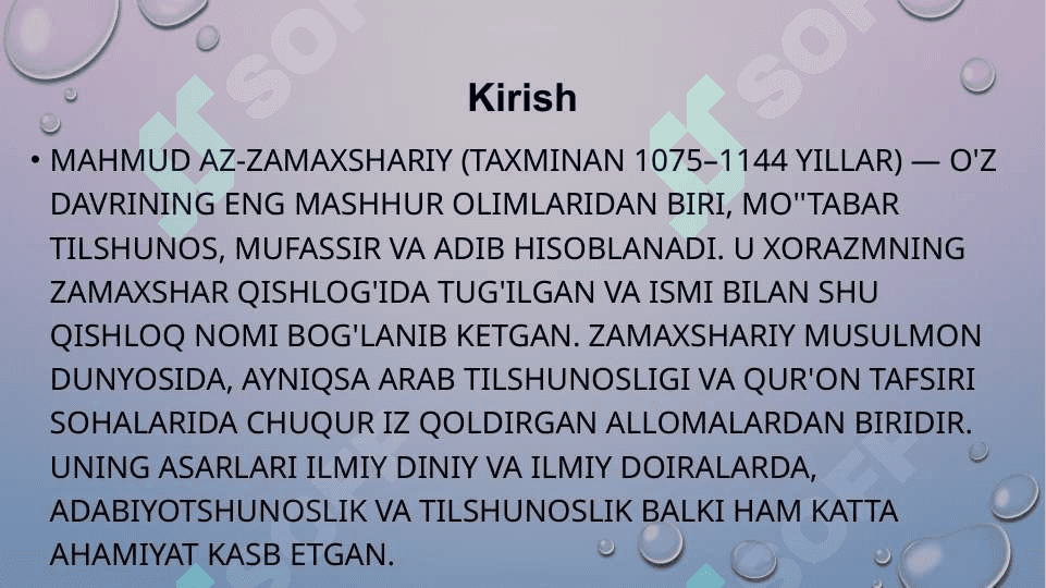 Mahmud az - Zamaxshariyning arab tili grammatikasiga oid asariningbadiiy qiymati 3