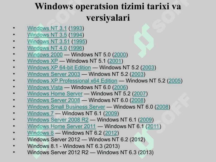 WINDOWS operatsion tizimining umumiy tasnifi 3