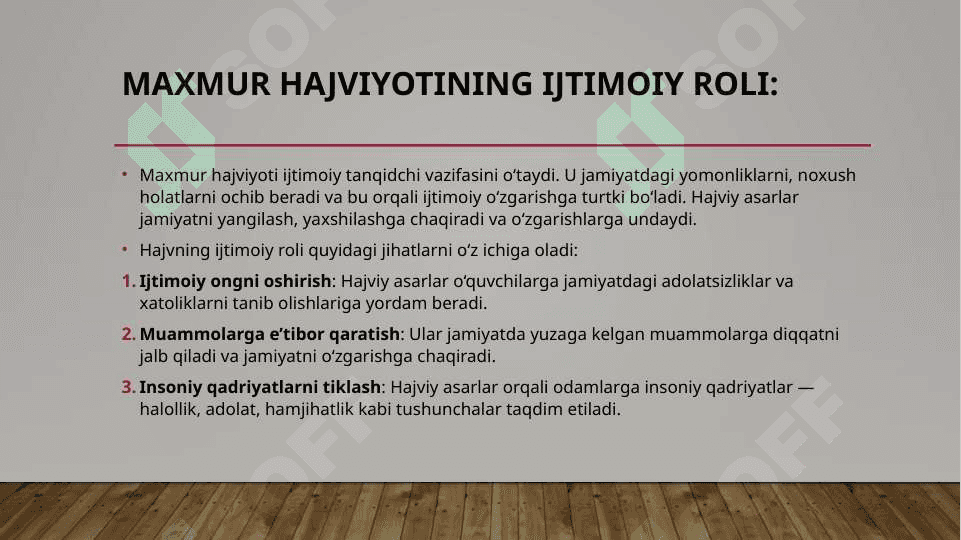 Maxmur hajviyotida ijtimoiy voqelikning badiiy qiymati 7