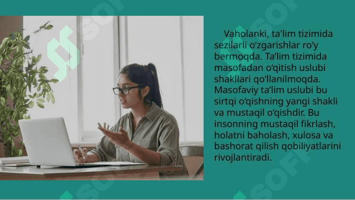 Masofali ta’lim imkoniyatlari, afzalliklari va elektron darsliklar 8