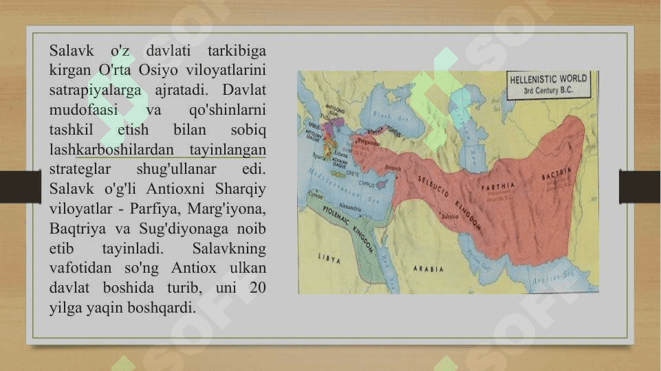 Salavkiylar davlati .Yunon-Baqtriya podshohligi 4