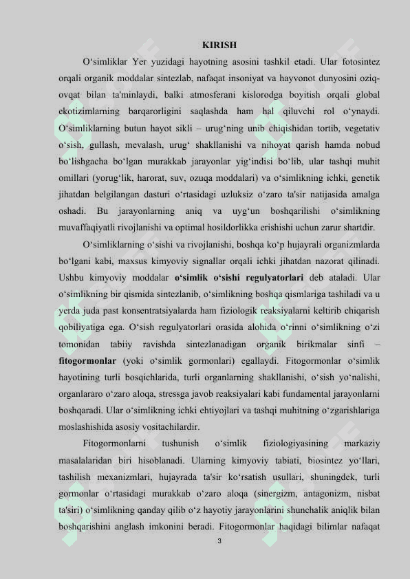 O‘simliklarning  o‘sishini  boshqaruvchi  moddalar. Fitogormonlar. 3