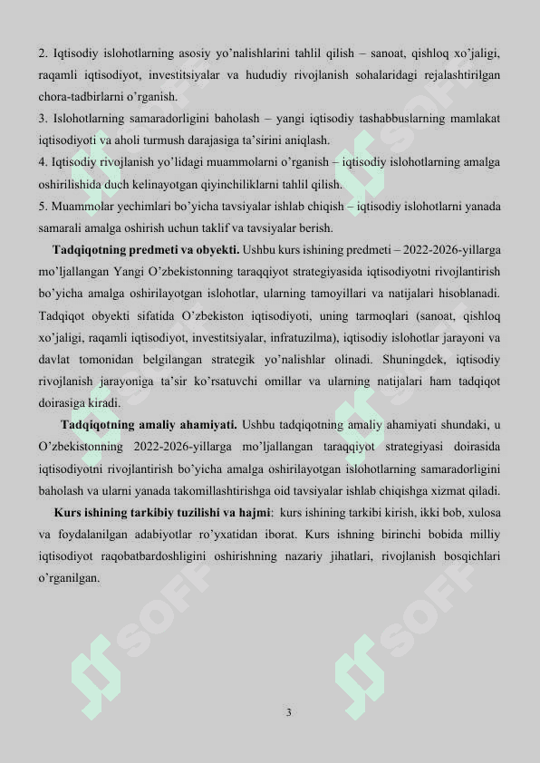 2022-2026-yillarga moʻljallangan Yangi Oʻzbekistonning taraqqiy strategiyasida iqtisodiyotni rivojlantirishning asosiy 3