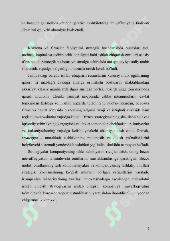 STRATEGIK MENEJMENT “ 5