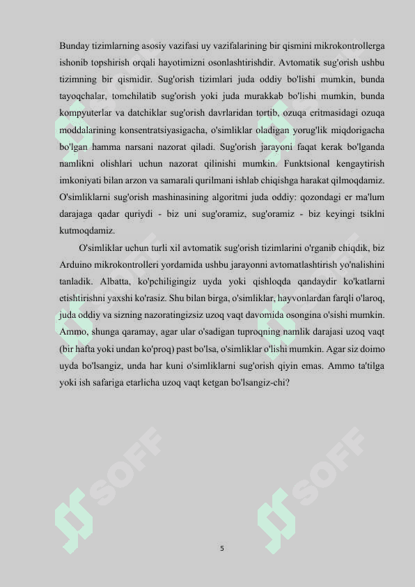 Gullarni avtomatik sug’orishni avtomatlashtirish dasturi va loyihasini ishlab chiqish 5