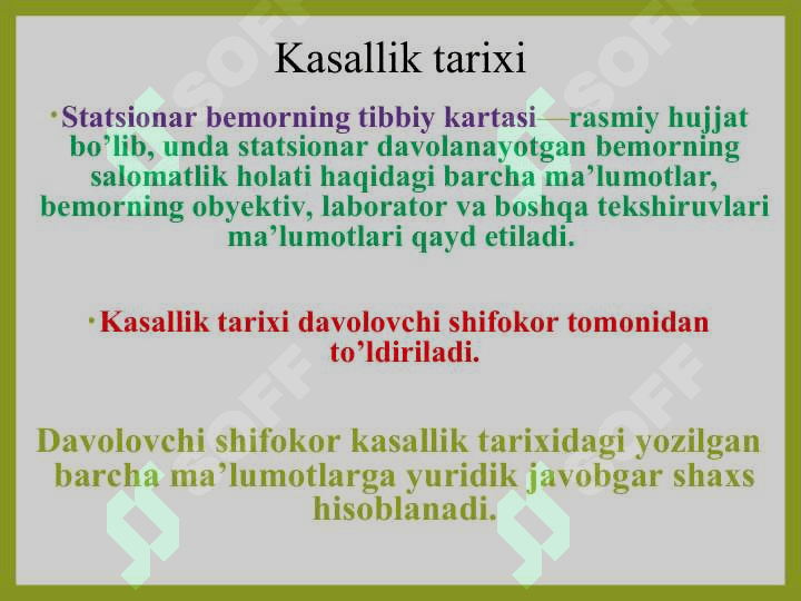 KASALLIK VA HAYOTIY ANAMNEZINI YIG'ISH (SHOSHILINCH BAHOLASH TUSHUNCHASI, ANAMNEZ YIG'ISH, SOG'LOM VA BEMOR BOLANI OBEKTIV TEKSHIRISH) 2