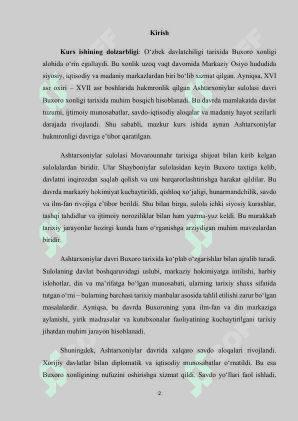 Buxoro xonligining Ashtarxoniylar davrida tarixi 2