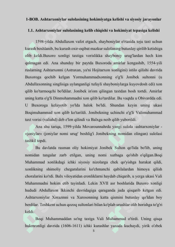 Buxoro xonligining Ashtarxoniylar davrida tarixi 5