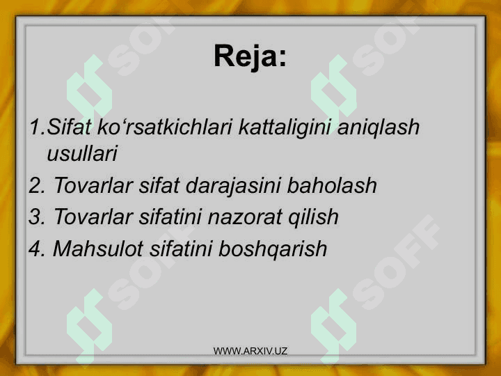 Mahsulot sifati va uni boshqarish 2