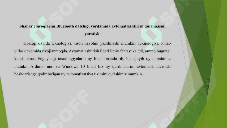 Shaxar chiroqlarini Bluetooth datchigigi yordamida avtomatlashtirish qurilmasini yaratish. 4