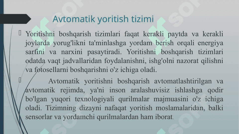 Datchik yordamida xonalarni yoritish tizimini loyihalash 2