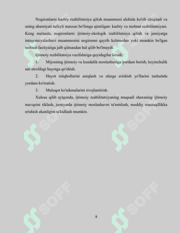 Nogironligi bo'lgan shaxslarning reabilitatsiya qilish dasturi 8