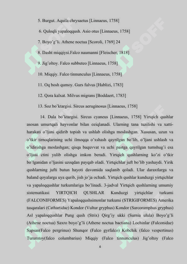 Yirtqichlar turkumi muhim vakillari, tarqalishi va ekologiyasi 6