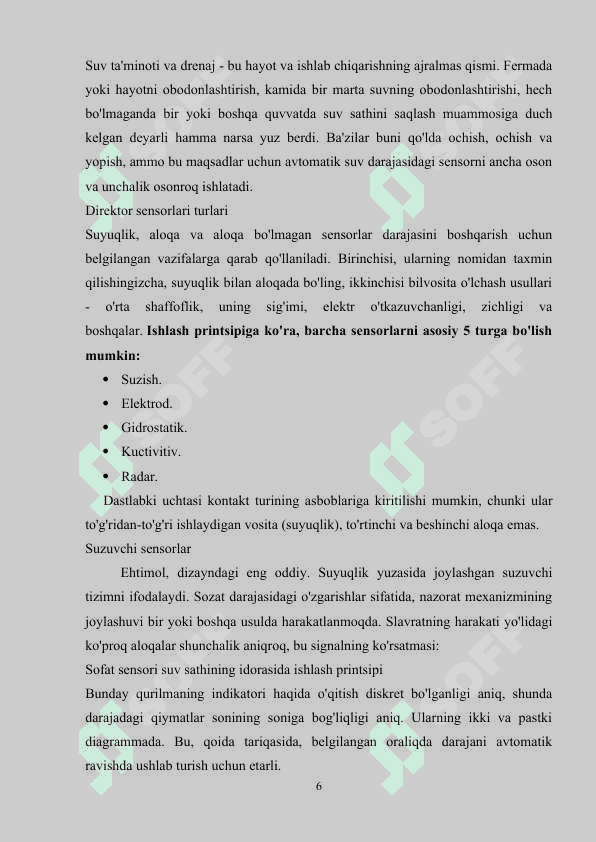 SUV SATHI SENSORI YORDAMIDA SUV SATHINI ANIQLOVCHI LOYIHA ISHLAB CHIQISH 7