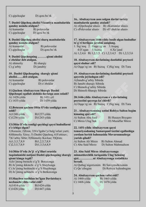 8-sinf o`zbekiston tarix fanidan 3