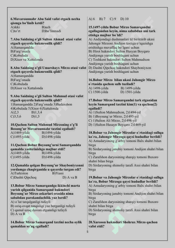8-sinf o`zbekiston tarix fanidan 5