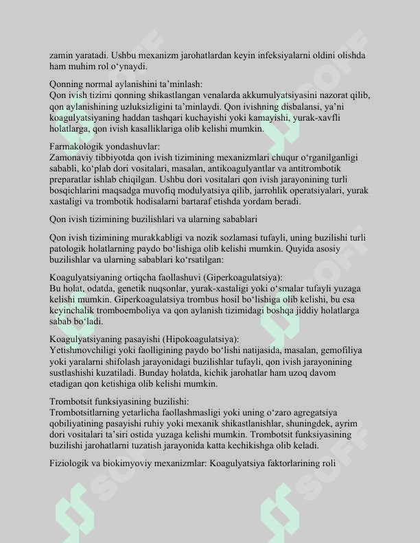 Qon ivish tizimini, trombotsitlar yopishqoqligi va fibrinolizni boshqarishdaqo‘llanadigan vositalar 4