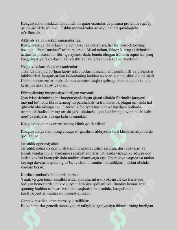 Qon ivish tizimini, trombotsitlar yopishqoqligi va fibrinolizni boshqarishdaqo‘llanadigan vositalar 5