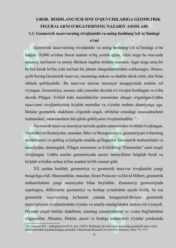 BOSHLANG'ICH  SINFLARDA GEOMETRIK FIGURALARNI O'RGATISH USLUBLARI 5