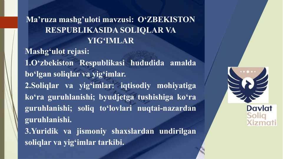 O‘ZBEKISTON RESPUBLIKASIDA SOLIQLAR VA YIGʻIMLAR