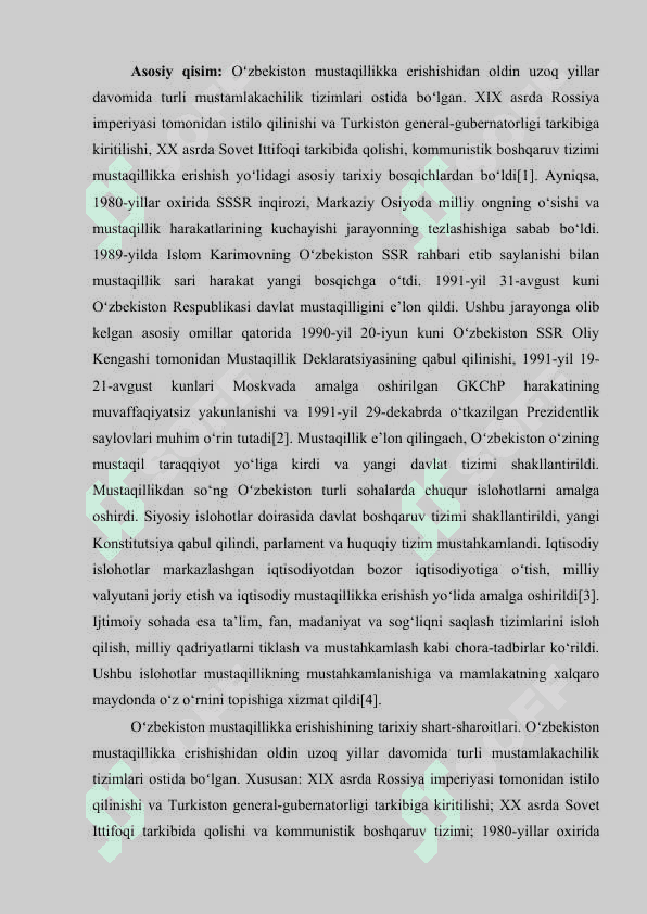 Oʻzbekistonning mustaqillikka erishishi: tarixiy jarayon va milliy gʻalaba 2