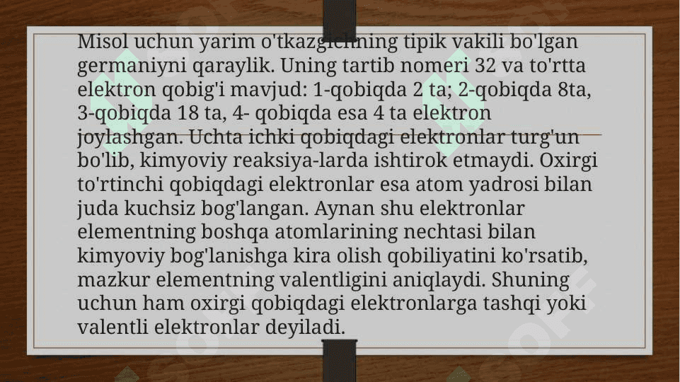 Yarim o’tkazgichlarning elektr o’tkazuvchanligi va Fermi sathi 4