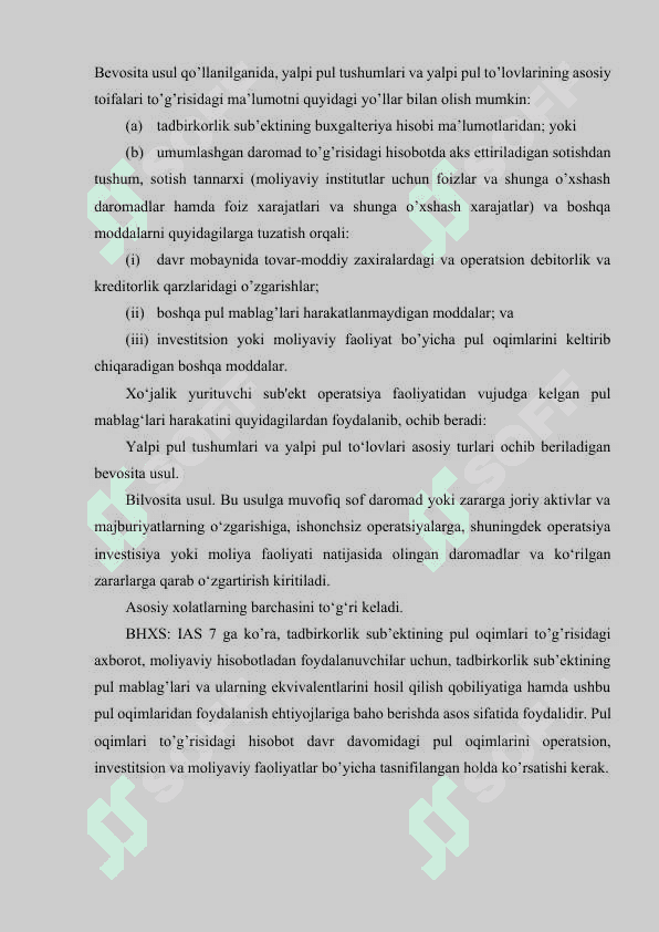 PUL OQIMLARI TO’G’RISIDAGI HISOBOTNI XALQARO STANDARTLAR ASOSIDA TUZISH TARTIBI 5