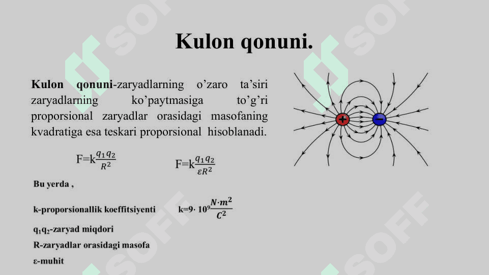 Vakuumda elektrostatik maydon. Maydon kuchlanganligi. Elektr maydon potensiali 3