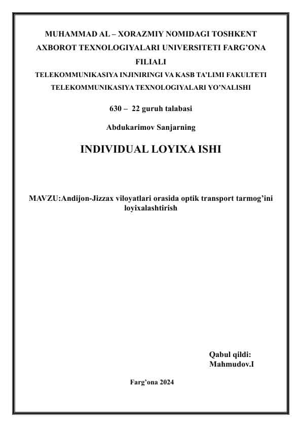 Loyiha ishi(Oliy ta'lim)