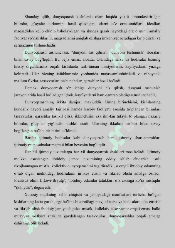 Falsafiy  dunyoqarashning o’z-o’zini anglashdagi ro’li 8