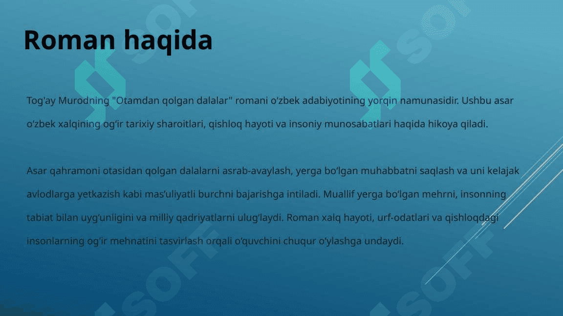 Tog'ay Murodning Otamdan qolgan dalalar romani 4