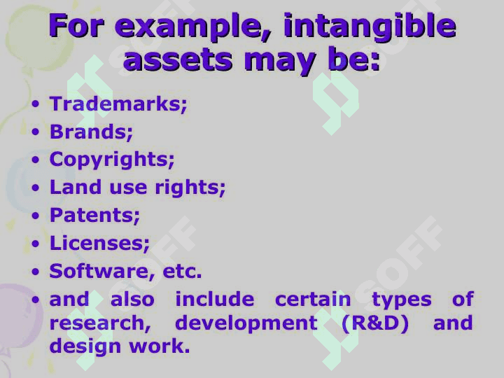 Financing of investments in intangible assets 4
