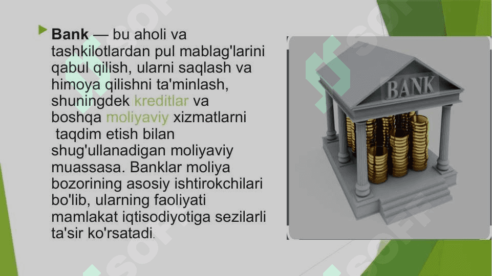 Bank tizimi.Pul kiridit siyosati 2