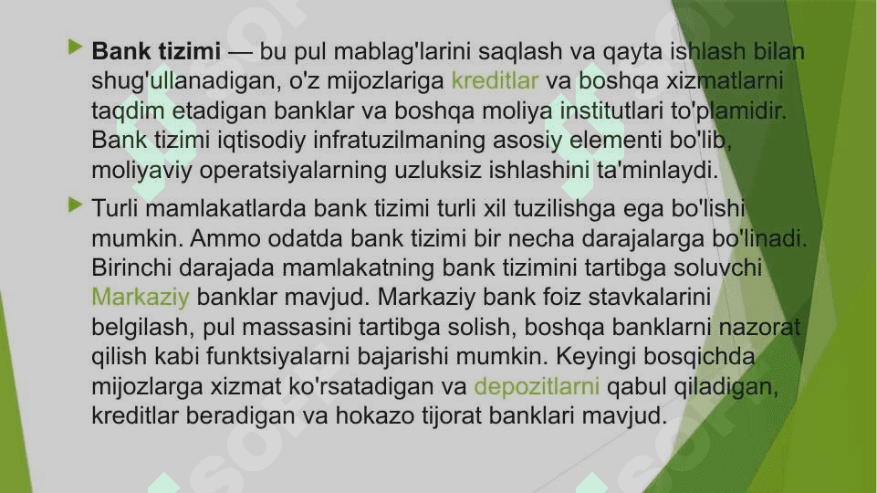 Bank tizimi.Pul kiridit siyosati 4