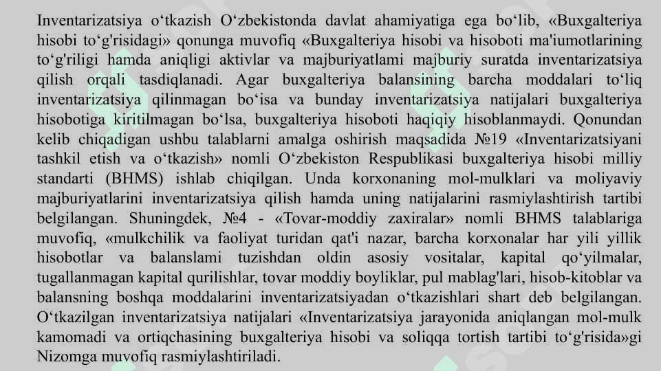 Aktivlar va majburiyatlarni inventarizatsiyasi 4