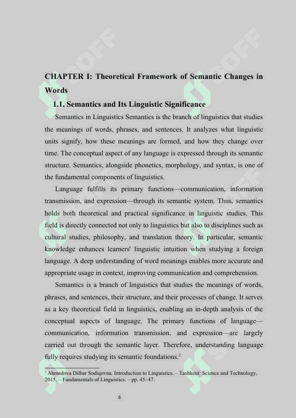 Semantic Changes in English Words. COURSE WORK 6