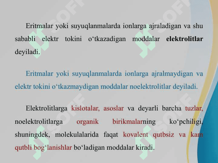 Elektrolit eritmalar . Maruza ppt 8