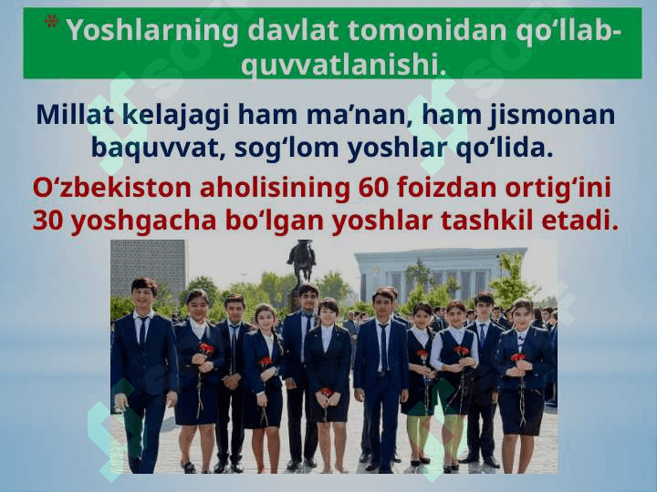O‘ZBEKISTONDA TA’LIM VA ILM FANNING RIVOJLANISHI, YOSHLARGA OID DAVLAT SIYOSATI HAMDA JISMONIY TARBIYA VA SPORT 3