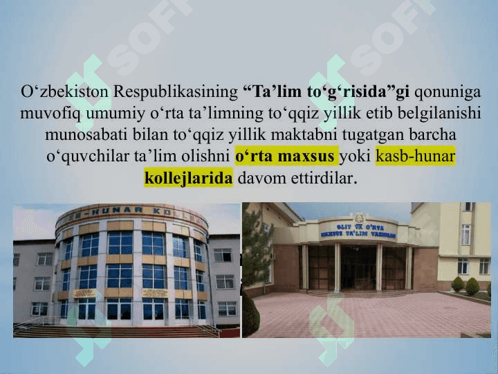 O‘ZBEKISTONDA TA’LIM VA ILM FANNING RIVOJLANISHI, YOSHLARGA OID DAVLAT SIYOSATI HAMDA JISMONIY TARBIYA VA SPORT 7
