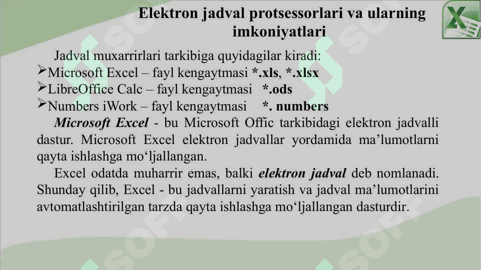 IQTISODIY MASALALARNI YECHISHDA JADVAL MUXARRIRLARIDAN FOYDALANISH 6