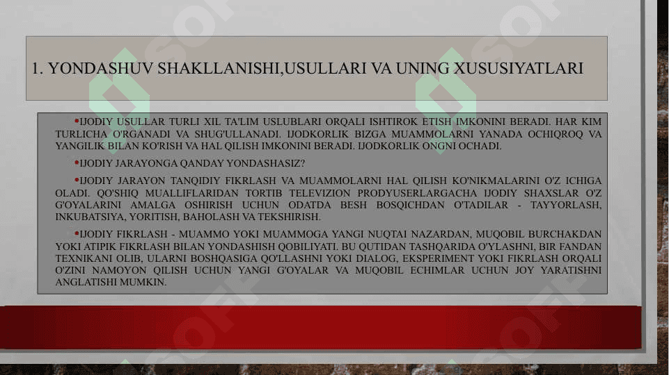 Yondashuvni aniqlash va uning shakllanishi 2